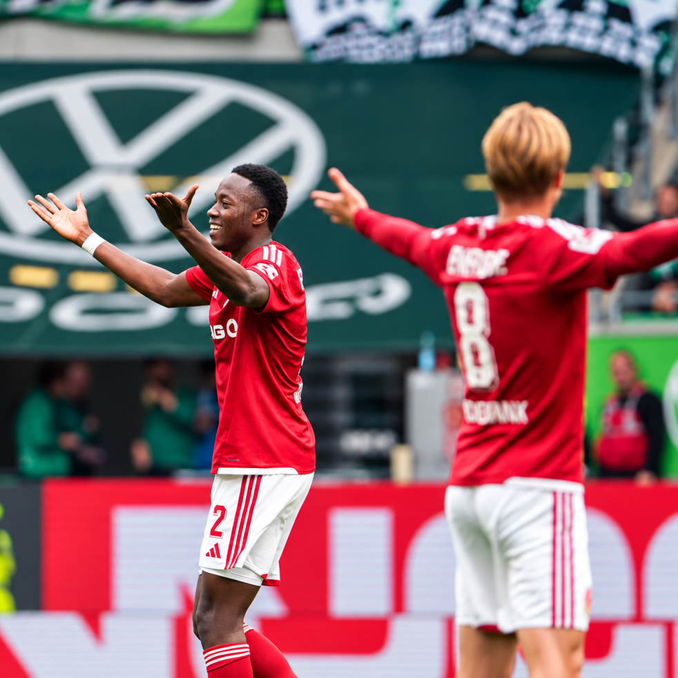 An Energie Cottbus player appeals during the eight-goal 2. Bundesliga match against VfL Wolfsburg in Wolfsburg.