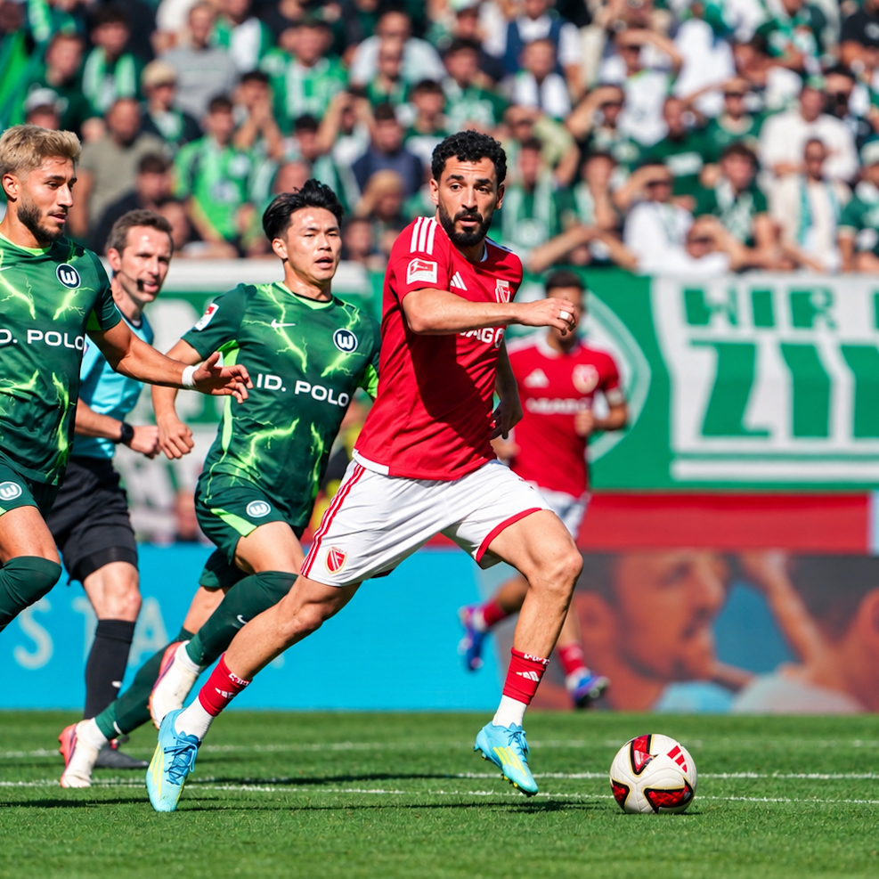 VfL Wolfsburg attack through the Energie Cottbus defence during the 4:4 draw in the 2. Bundesliga at the Volkswagen Arena.
